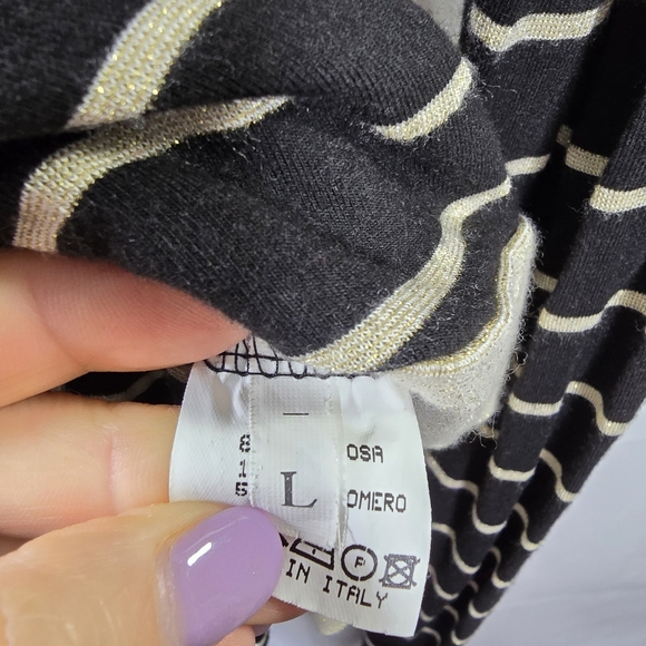 When Black and Gold Stripe Slim Fit Henley Top Made in Italy Size Large - Picture 7 of 7